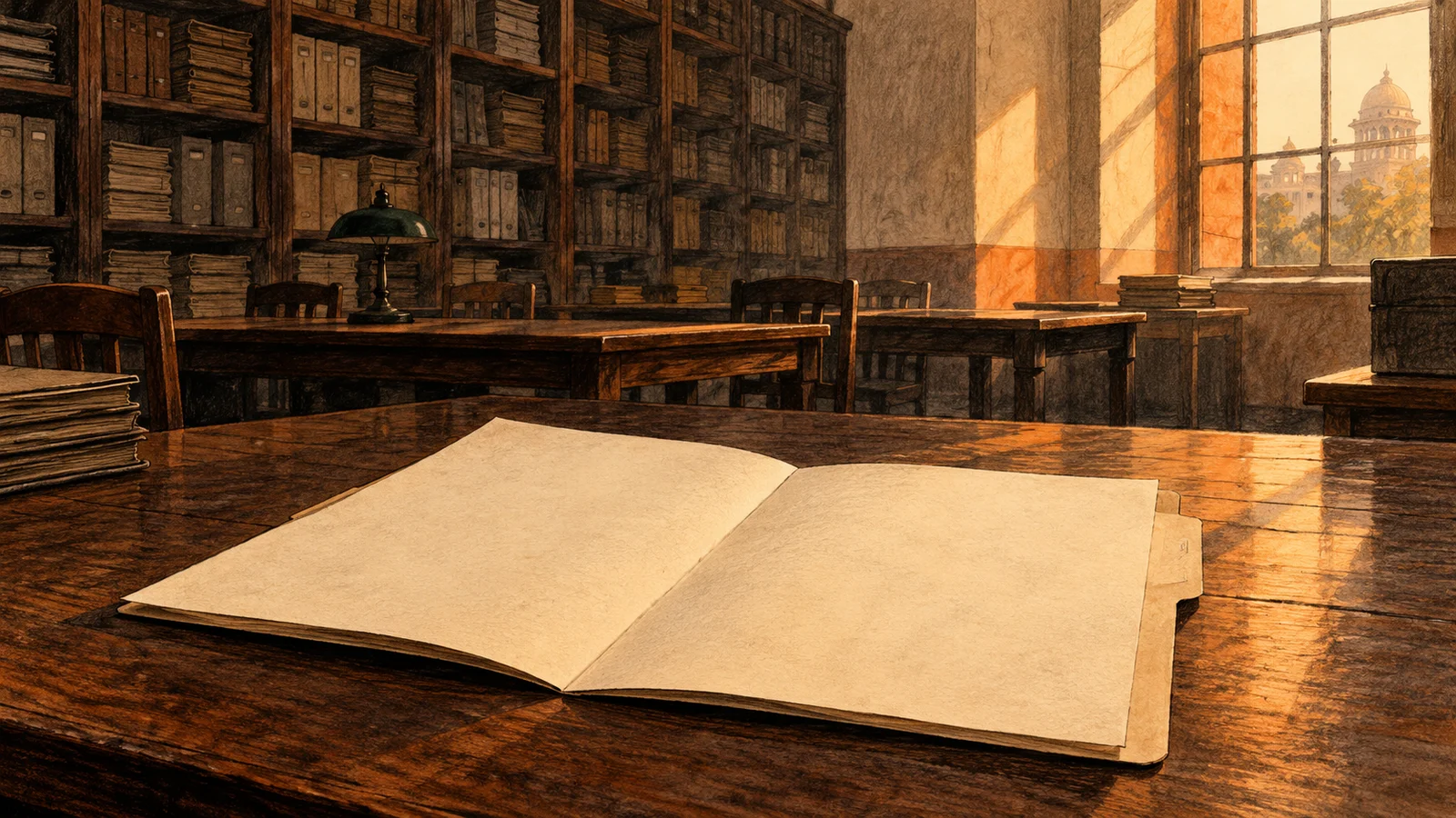 Archival documents and a reading room representing careful record keeping